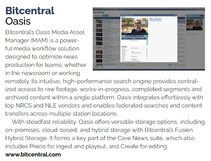 Bitcentral Oasis Media Asset Manager for streamlined news production